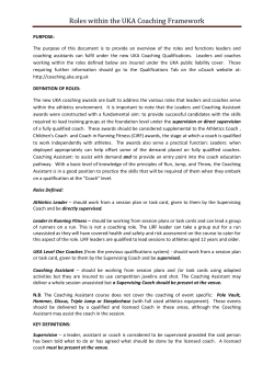 Roles within the UKA Coaching Framework