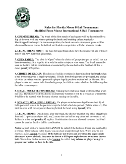 Rules for Florida Moose 8-Ball Tournament Modified From Moose