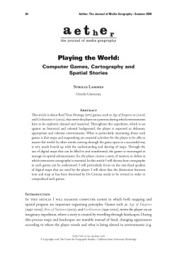 Playing the World: Computer Games, Cartography and Spatial Stories