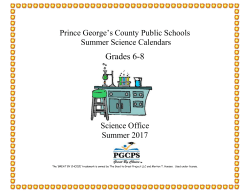 Prince George`s County Public Schools Summer Science Calendars