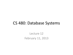 CS 480: Database Systems