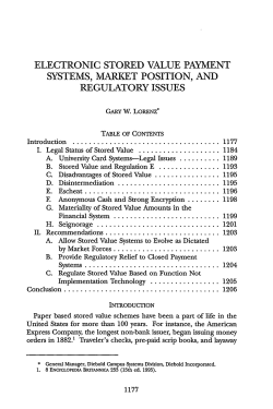 electronic stored value payment systems, market position, and