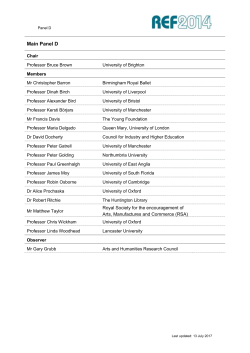 Panel D Main Panel D Chair Professor Bruce Brown University of