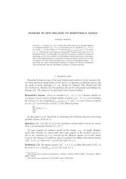 FAMILIES OF SETS RELATED TO ROSENTHAL`S LEMMA 1