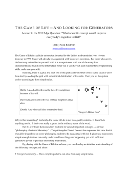 The Game of Life - And Looking for Generators