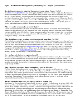 Alpha Chi`s Induction Management System (IMS) and Chapter