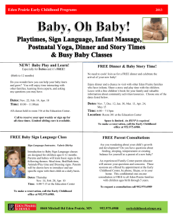 NEW! Baby Play and Learn! FREE Baby Sign Language Class Eden