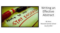 How to Craft an Abstract for Scientific Meeting