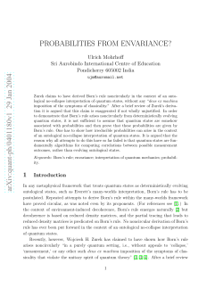 Probabilities from envariance?