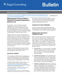 Multiemployer Pension Reform Passed by Congress Expected to