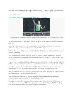 Katie Hunt helped Jamestown`s girls tennis team win a state