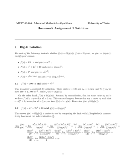 Homework Assignment 1 Solutions 1 Big