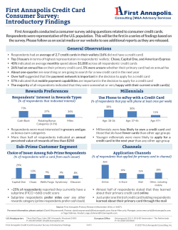 First Annapolis Credit Card Consumer Survey: Introductory Findings