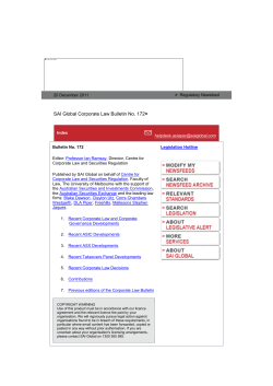 Corporate Law Bulletin 172 - December 2011