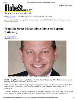 Franklin Street Makes Move Move to Expand Nationally