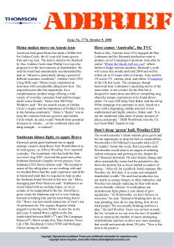 Heinz makes move on Aussie icon Sunbeam shines light, re