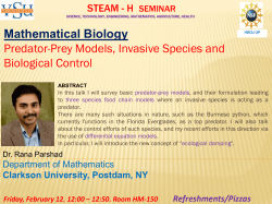 Mathematical Biology Predator-Prey Models, Invasive Species and