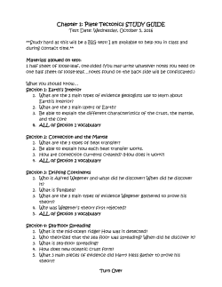 Chapter 1: Plate Tectonics STUDY GUIDE