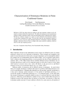 Characterization of Dominance Relations in Finite Coalitional