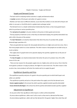 Supply and Demand Curves Equilibrium Quantity and Price