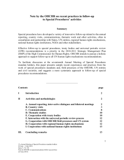 Special Procedures` follow-up activities