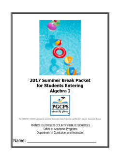 Summer Break Packet Algebra I