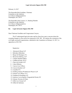 Legal Advocates Oppose HR 985 1 February 14, 2017
