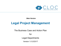 Legal Project Management The Business Case and Action Plan for