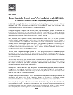 Emaar Hospitality Group is world`s first hotel chain to win ISO 28000