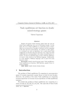 Nash equilibrium set function in dyadic mixed