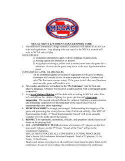 MCCAC SOCCER SPORT CODE