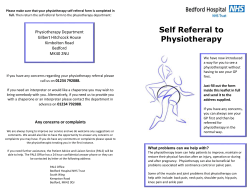 Self Referral to Physiotherapy