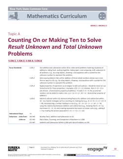 Grade 1 Mathematics Module 2, Topic A