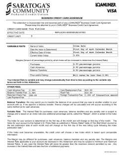 BUSINESS CREDIT CARD ADDENDUM VARIABLE RATE