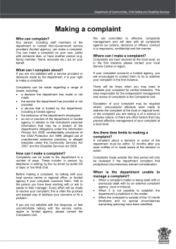 Making a complaint - Department of Communities, Child Safety and