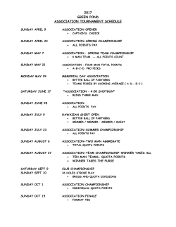 2017 GREEN POND ASSOCIATION TOURNAMENT SCHEDULE