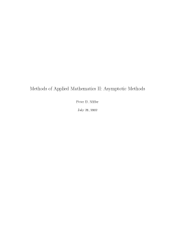 Methods of Applied Mathematics II: Asymptotic Methods