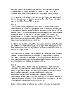 Hello my name is Kristin Nafziger, Project Director of the Program