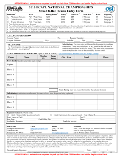 8-Ball Teams Entry Form