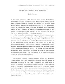Did Hume hold a Regularity Theory of Causation?