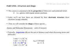 PART ONE: Structure and Shape &bull; This course is concerned with the