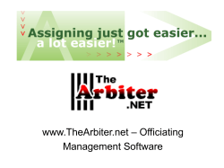Arbiter.NET Assigner Training for Officials