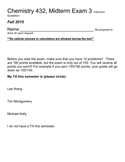 Chemistry 432, Midterm Exam 3 Instructor: Gustafson Fall 2015