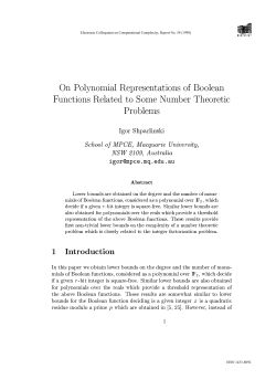 On Polynomial Representations of Boolean Functions Related to