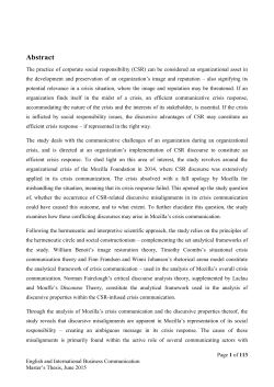 CSR Discourse in Crisis Communication