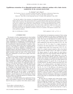Equilibrium orientation of an ellipsoidal particle inside a dielectric