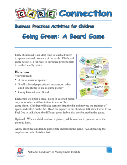 Going Green: A Board Game - Institute of Child Nutrition