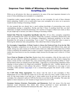 Improve Your Odds of Winning a Screenplay Contest