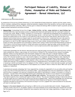 Participant Release of Liability, Waiver of Claims, Assumption of