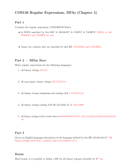 COS126 Regular Expressions, DFAs (Chapter 5)